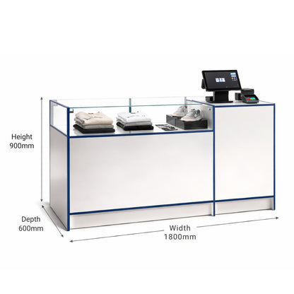 Shop Counter With Till Point - Glass Top And Storage - Aura Range