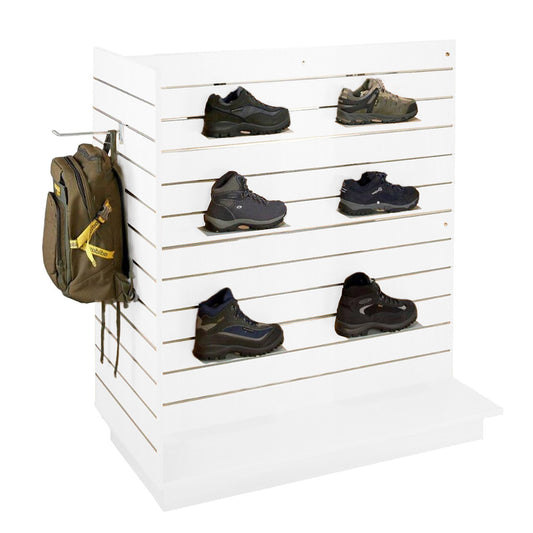 Aura Slatwall Gondola T' shape Display with Aluminium Inserts in White