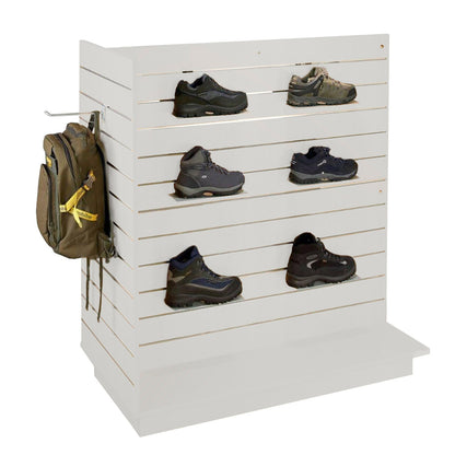 Aura Slatwall Gondola T' shape Display with Aluminium Inserts in Grey
