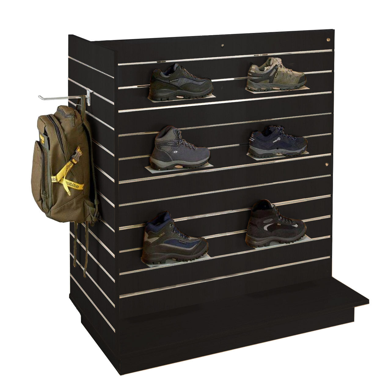 Aura Slatwall Gondola T' shape Display with Aluminium Inserts in Black