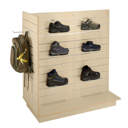 Aura Slatwall Gondola T' shape Display with Aluminium Inserts in Cream
