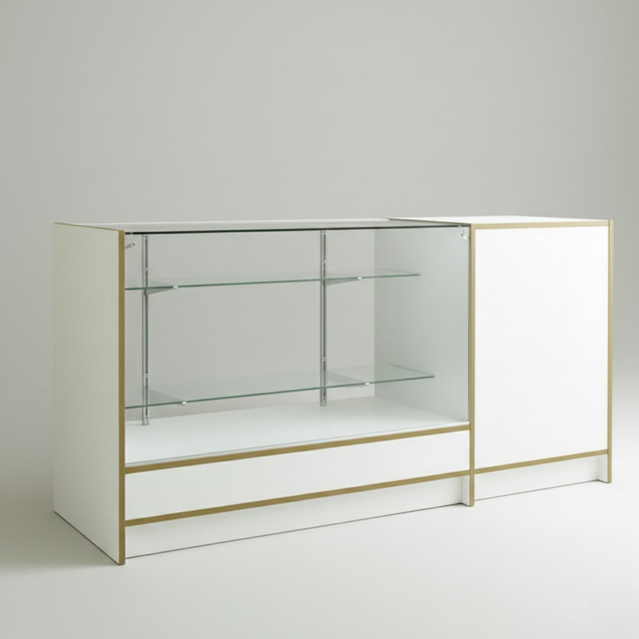 Shop Counter With Till Point 2 Glass Shelves and Storage - Aura Range