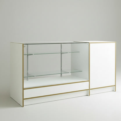 Shop Counter With Till Point 2 Glass Shelves and Storage - Aura Range