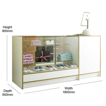 Shop Counter With Till Point 2 Glass Shelves and Storage - Aura Range
