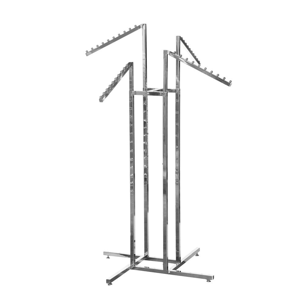 Chrome Clothes Rail Display Stand - 4 Sloping Arms