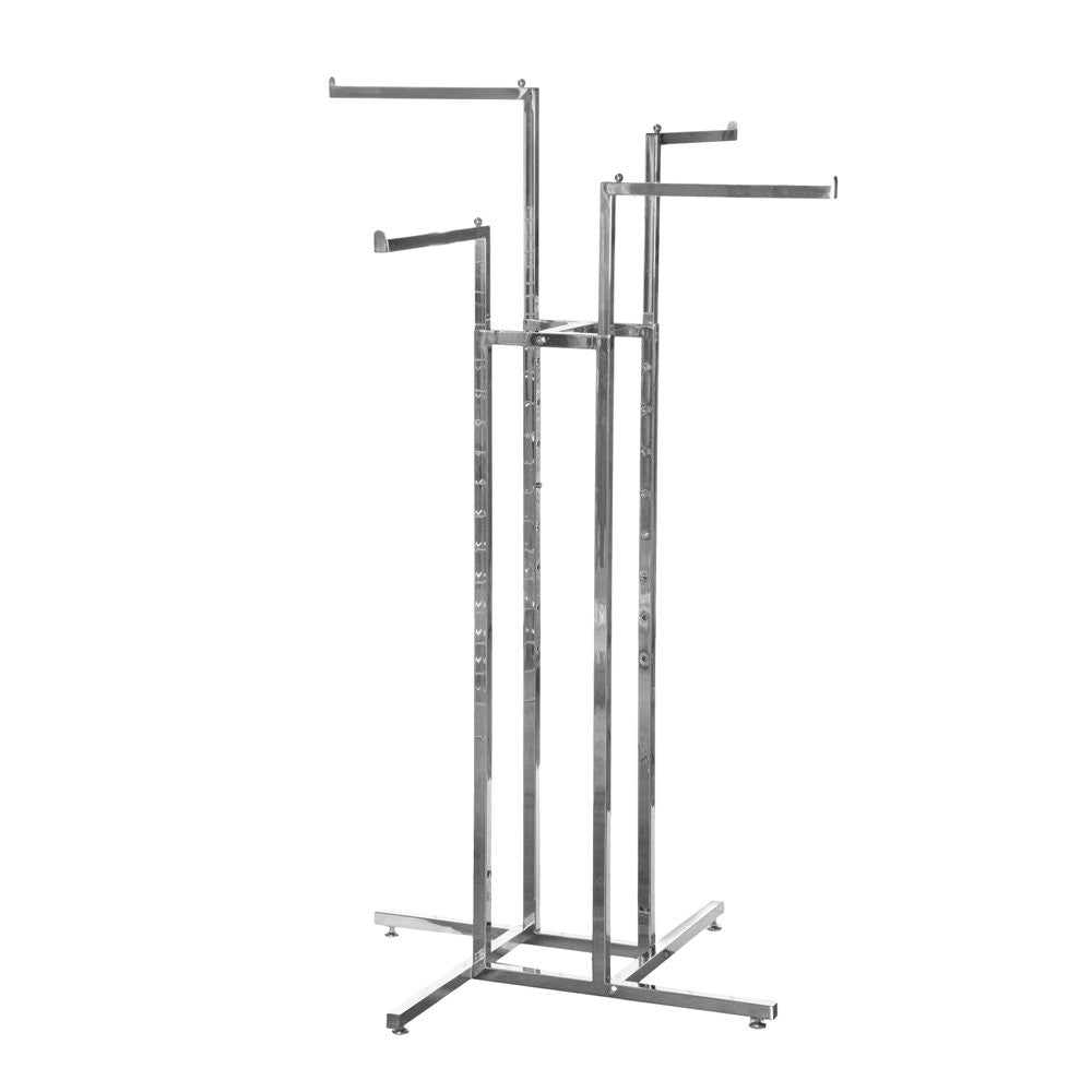 Chrome Clothes Rail Display Stand - 4 Straight Arms