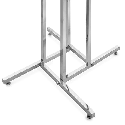 Chrome Clothes Rail Display Stand - 2 Straight & 2 Sloping Arms