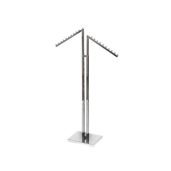 Chrome Clothes Rail Display Stand - 2 Sloping Arms