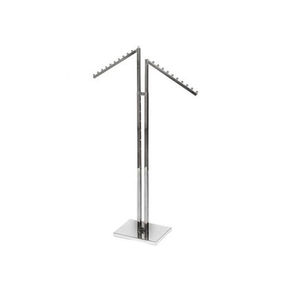Chrome Clothes Rail Display Stand - 2 Sloping Arms