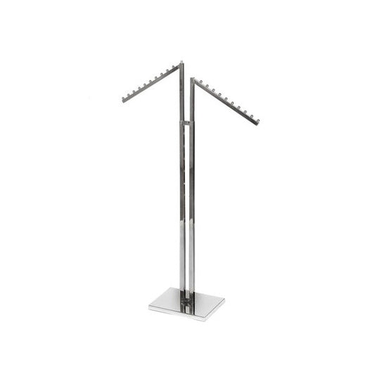 Chrome Clothes Rail Display Stand - 2 Sloping Arms
