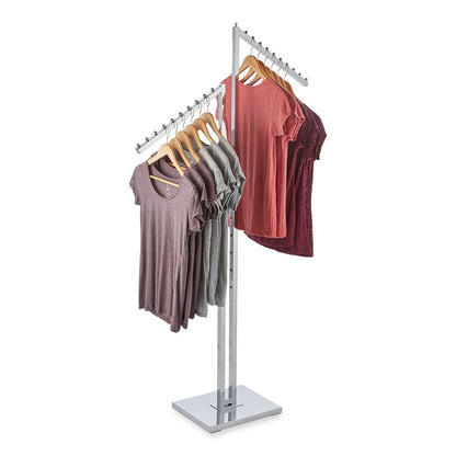 Chrome Clothes Rail Display Stand - 2 Sloping Arms