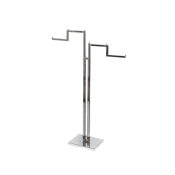 Chrome Clothes Rail Display Stand - 2 Stepped Arms