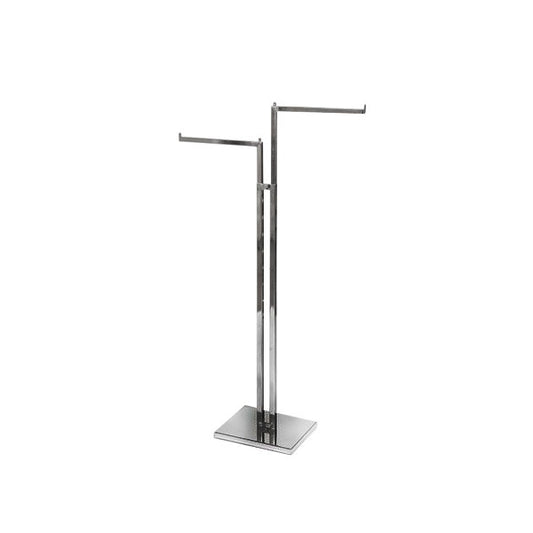 Chrome Clothes Rail Display Stand - 2 Straight Arms