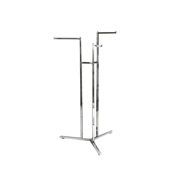 Chrome Clothes Rail Display Stand - 3 Straight Arms