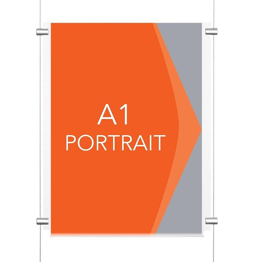 Chrome Ceiling-to-Floor Cable Display Kit - A1 Portrait