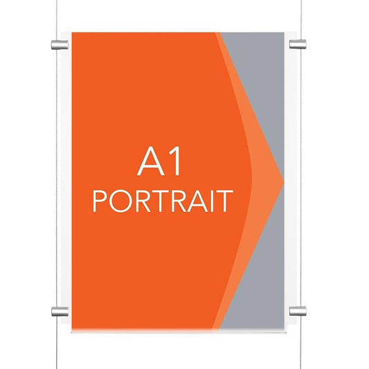 Chrome Ceiling-to-Floor Cable Display Kit - A1 Portrait