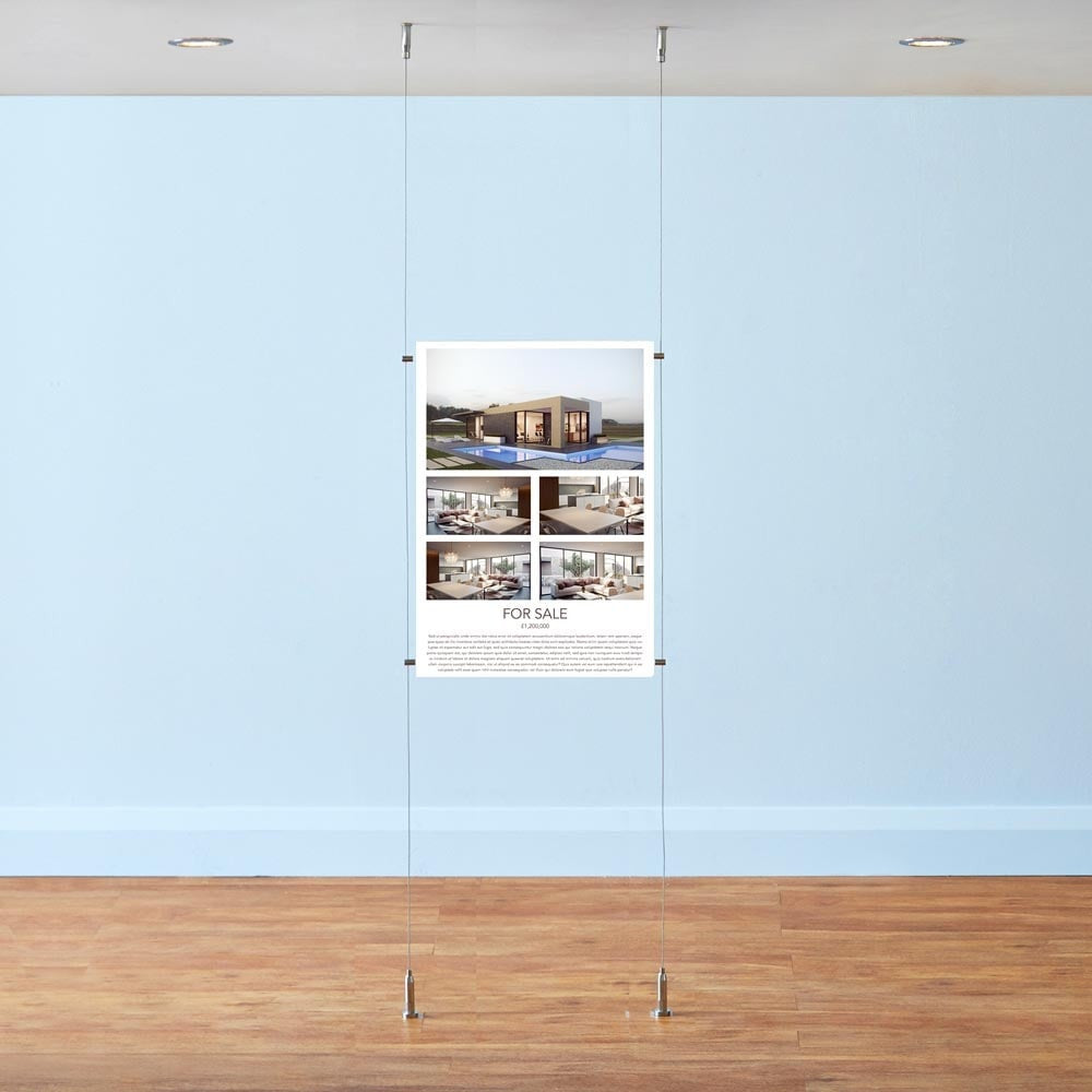 Chrome Ceiling-to-Floor Cable Display Kit - A1 Portrait