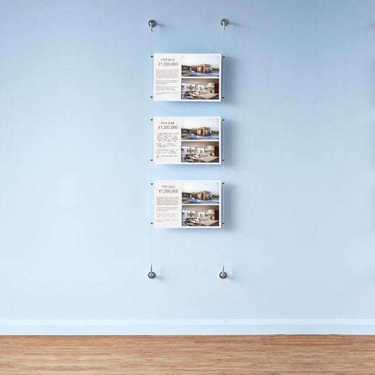 Chrome Wall-Mounted Cable Display Kit - A3 Landscape