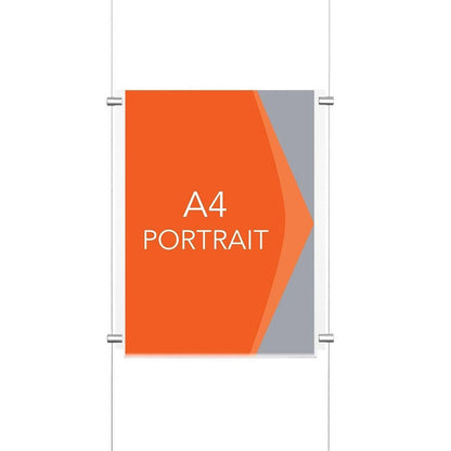 Chrome Wall-Mounted Cable Display Kit - A4 Portrait