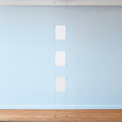 Chrome Ceiling-to-Floor Cable Display Kit - A4 Portrait
