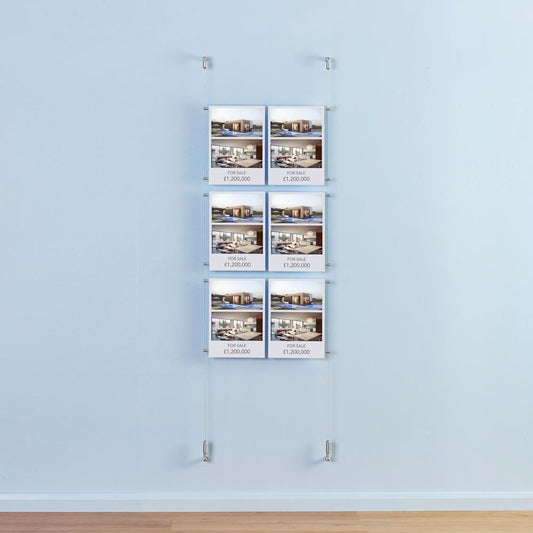 Satin Wall-Mounted Cable Display Kit - A4 Portrait - Double Pocket