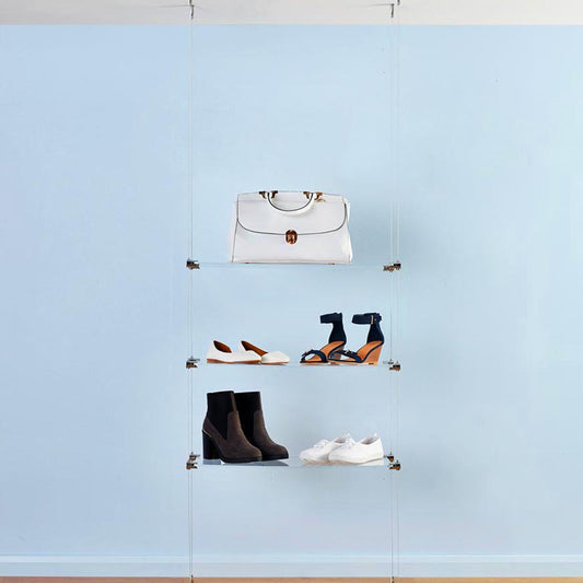 Chrome Ceiling-to-Floor Cable Shelving Kit - 3 x Shelves