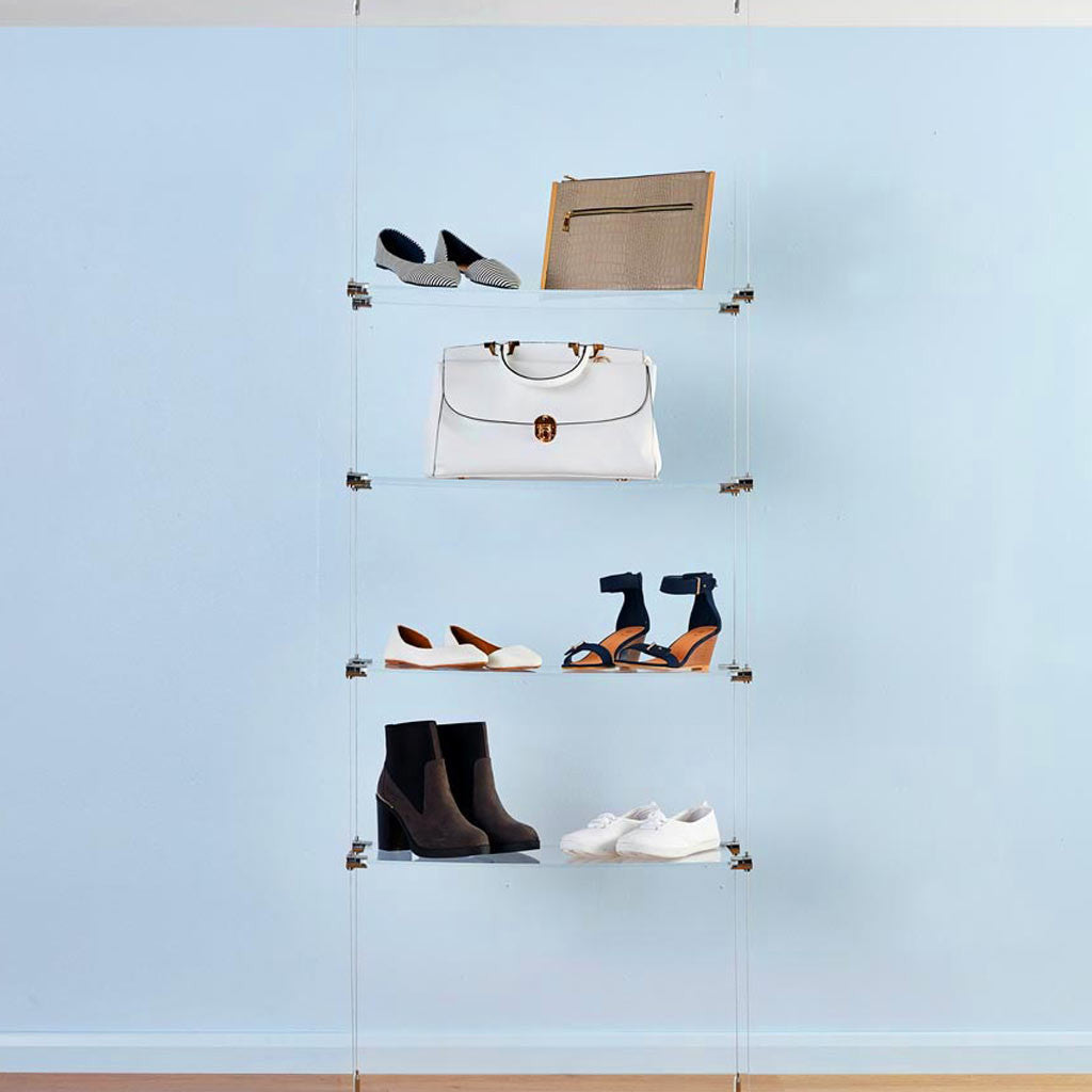 Chrome Ceiling-to-Floor Cable Shelving Kit - 4 x Shelves