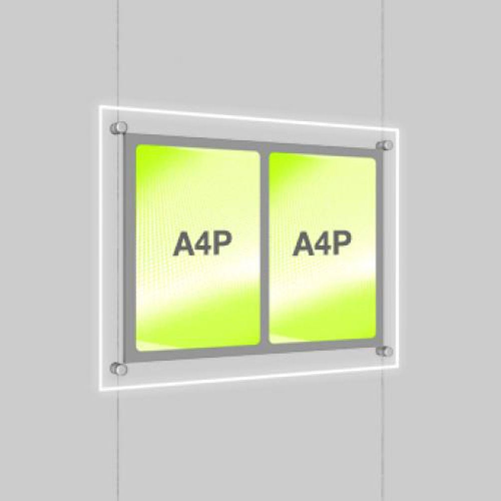 Accent Bevelled Edge LED Light Panel Cable Kit - A4 Portrait - Double Pocket