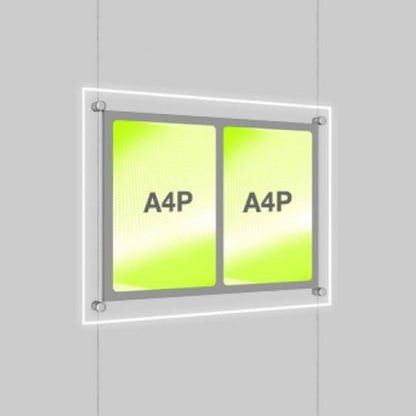 Accent Bevelled Edge LED Light Panel Cable Kit - A4 Portrait - Double Pocket