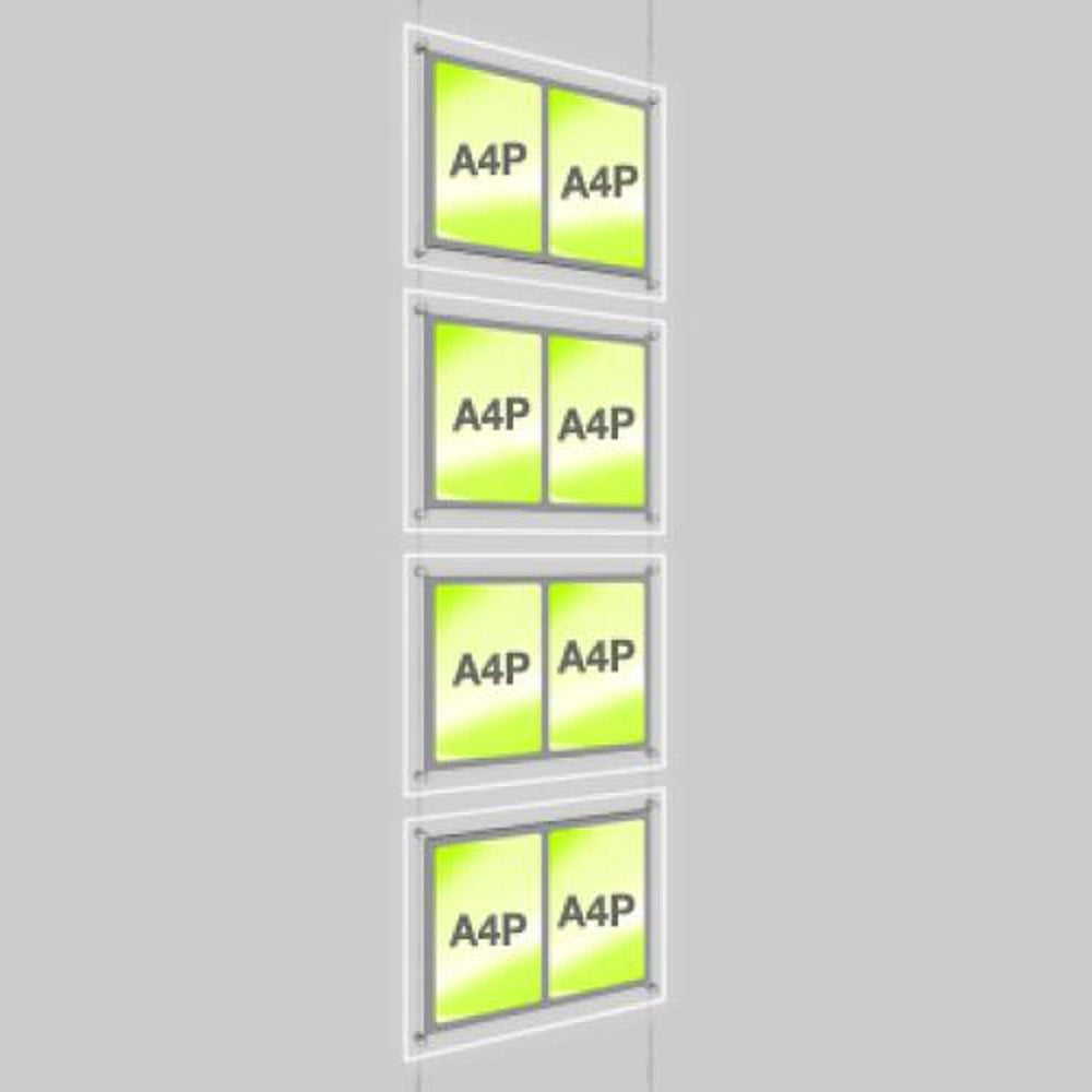 Accent Bevelled Edge LED Light Panel Cable Kit - A4 Portrait - Double Pocket