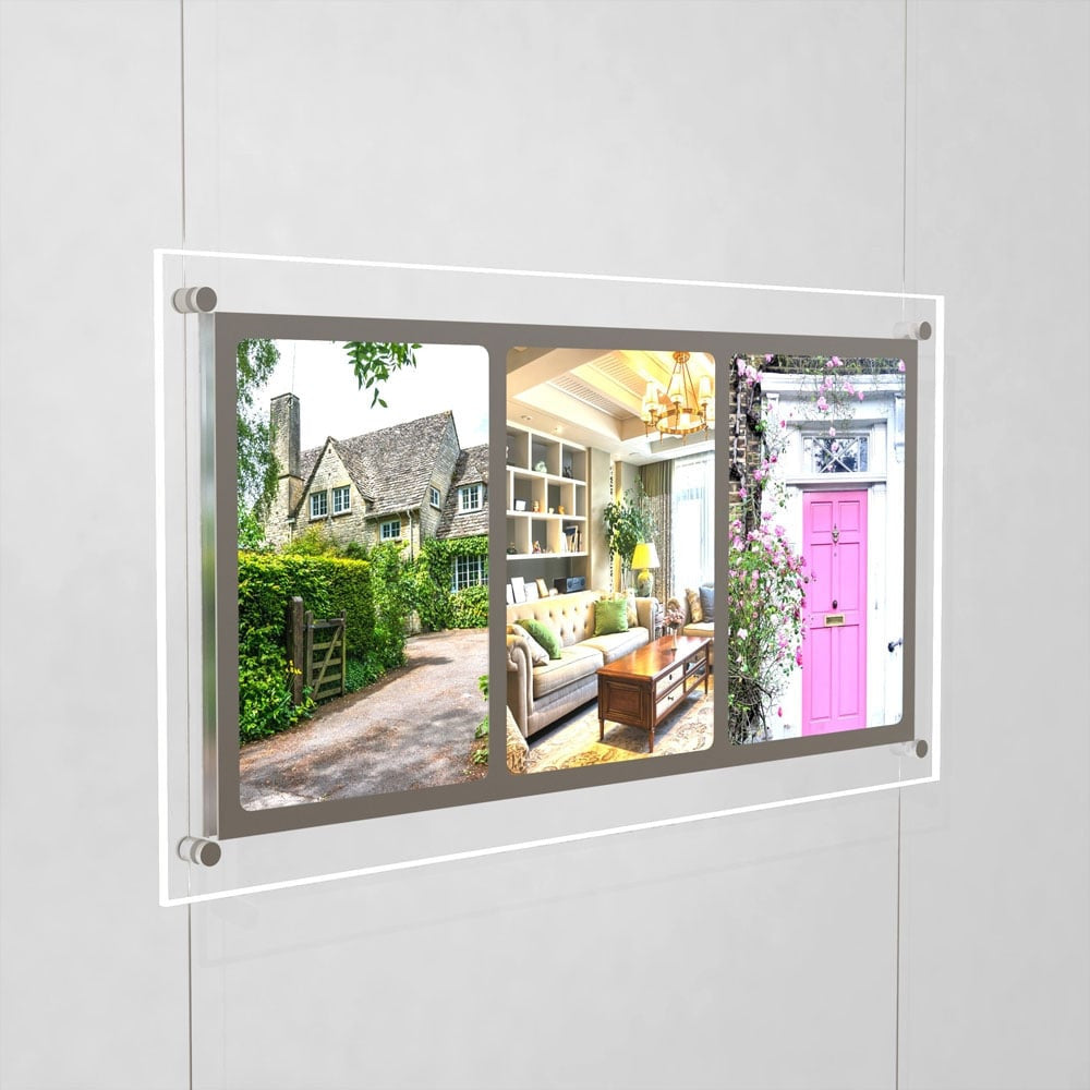 Accent Bevelled Edge LED Light Panel Cable Kit - A4 Portrait - Triple Pocket
