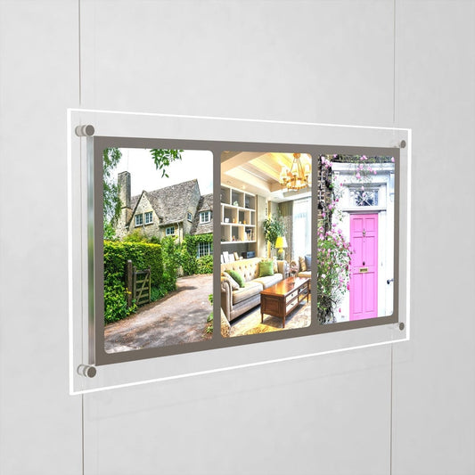 Accent Bevelled Edge LED Light Panel Cable Kit - A4 Portrait - Triple Pocket