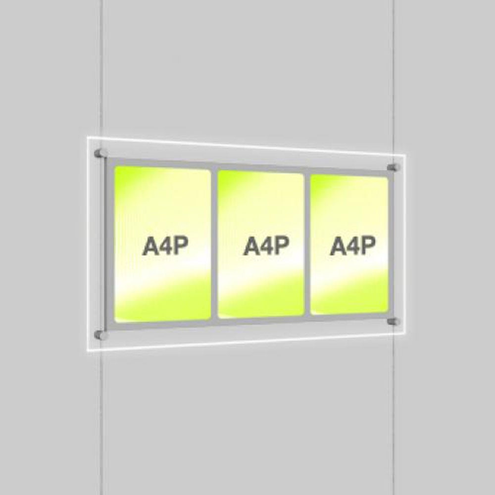 Accent Bevelled Edge LED Light Panel Cable Kit - A4 Portrait - Triple Pocket