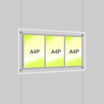 Accent Bevelled Edge LED Light Panel Cable Kit - A4 Portrait - Triple Pocket
