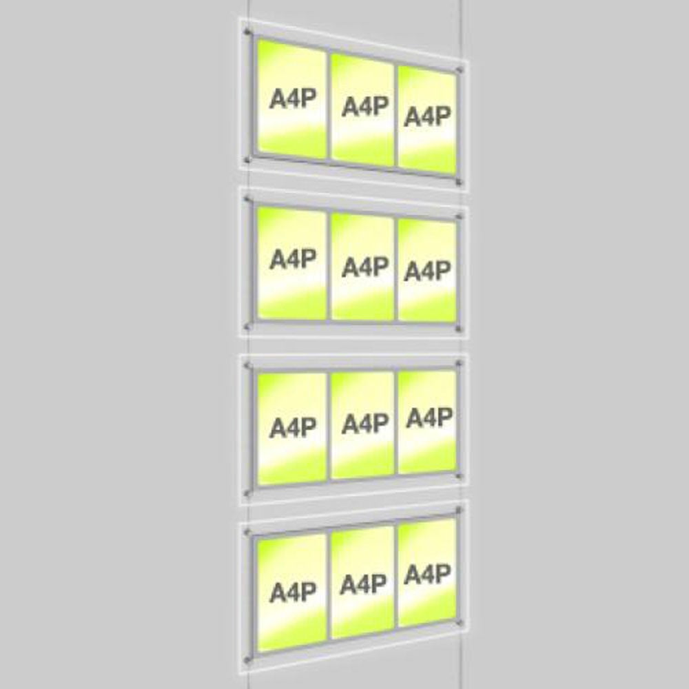 Accent Bevelled Edge LED Light Panel Cable Kit - A4 Portrait - Triple Pocket