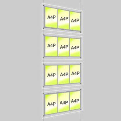 Accent Bevelled Edge LED Light Panel Cable Kit - A4 Portrait - Triple Pocket
