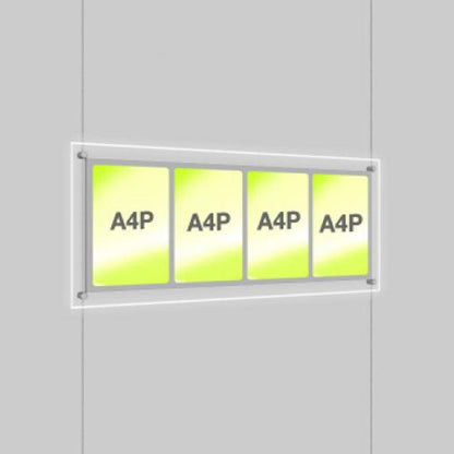 Accent Bevelled Edge LED Light Panel Cable Kit - A4 Portrait - Quadruple Pocket