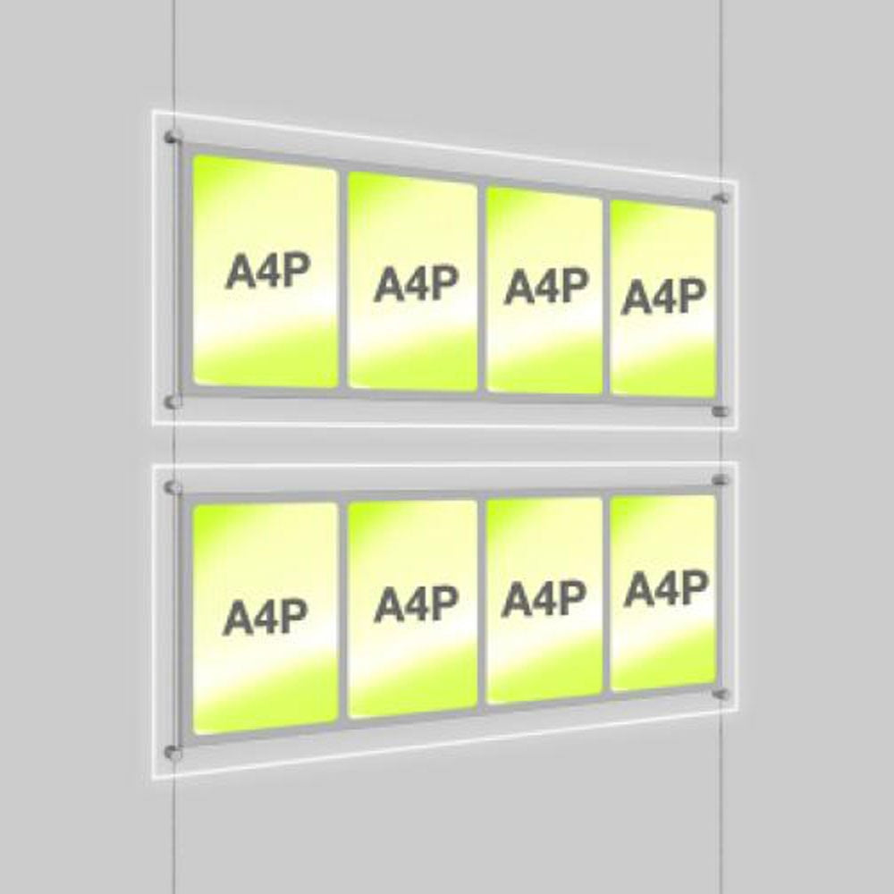Accent Bevelled Edge LED Light Panel Cable Kit - A4 Portrait - Quadruple Pocket