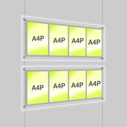 Accent Bevelled Edge LED Light Panel Cable Kit - A4 Portrait - Quadruple Pocket