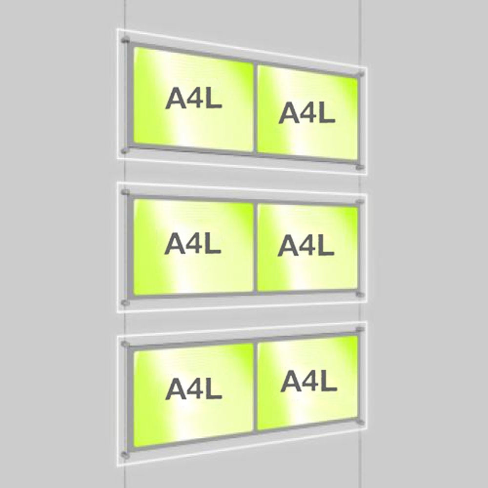 Accent Bevelled Edge LED Light Panel Cable Kit - A4 Landscape - Double Pocket