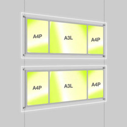 Accent Bevelled Edge LED Light Panel Cable Kit - 2 x A4 Portrait plus 1 x A3 Landscape