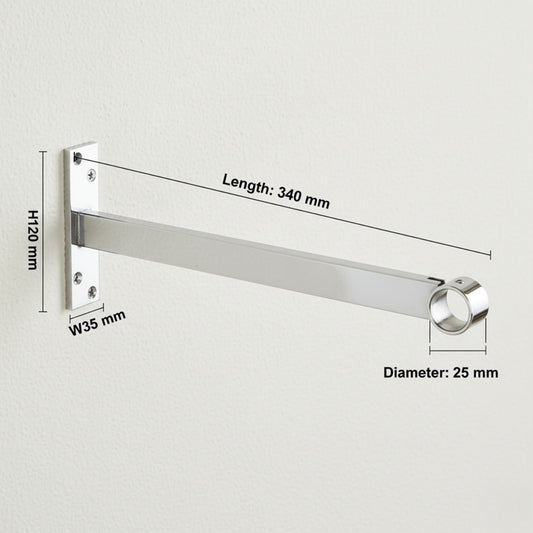 Chrome Support Arm For up to 25mm Diameter tube - Wall fix