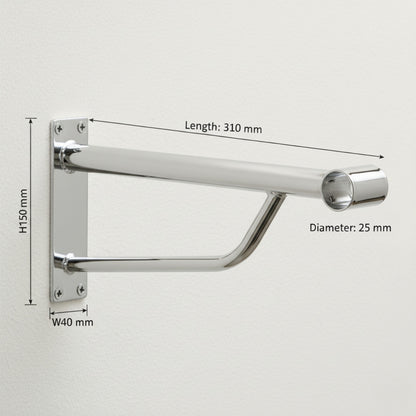 Heavy Duty Chrome Support Arm For up to 25mm Diameter tube - Wall fix