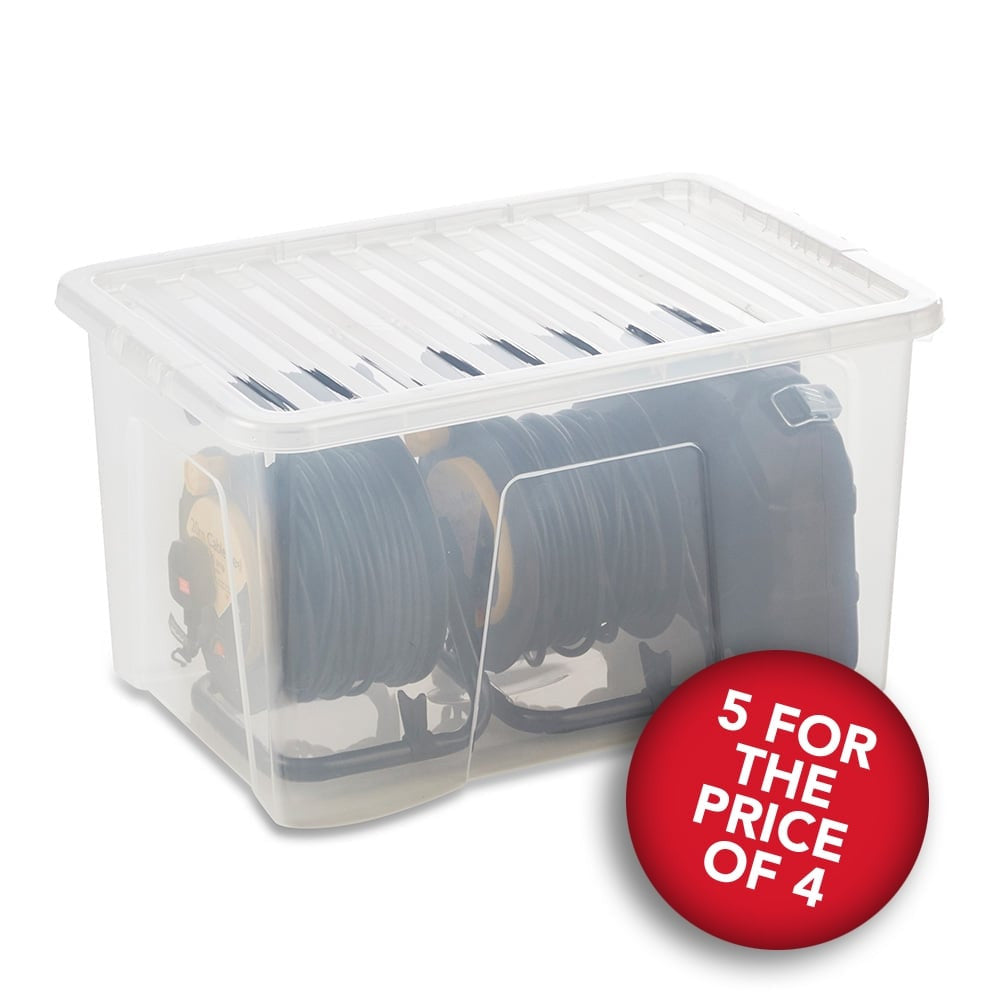 5 x 60L Clear Storage Boxes