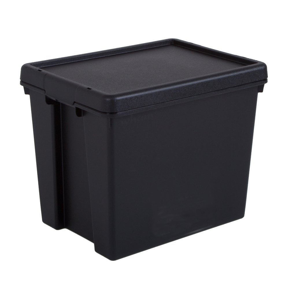 10 x 24L Black Recycled Heavy Duty Storage Boxes