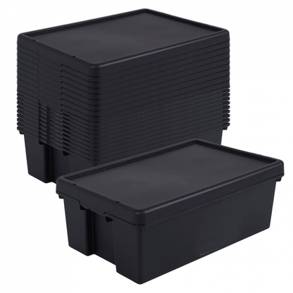 10 x 36L Black Recycled Heavy Duty Storage Boxes