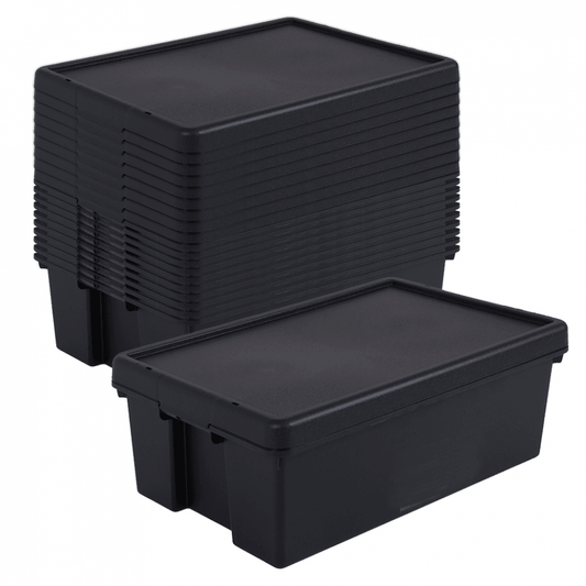 10 x 36L Black Recycled Heavy Duty Storage Boxes