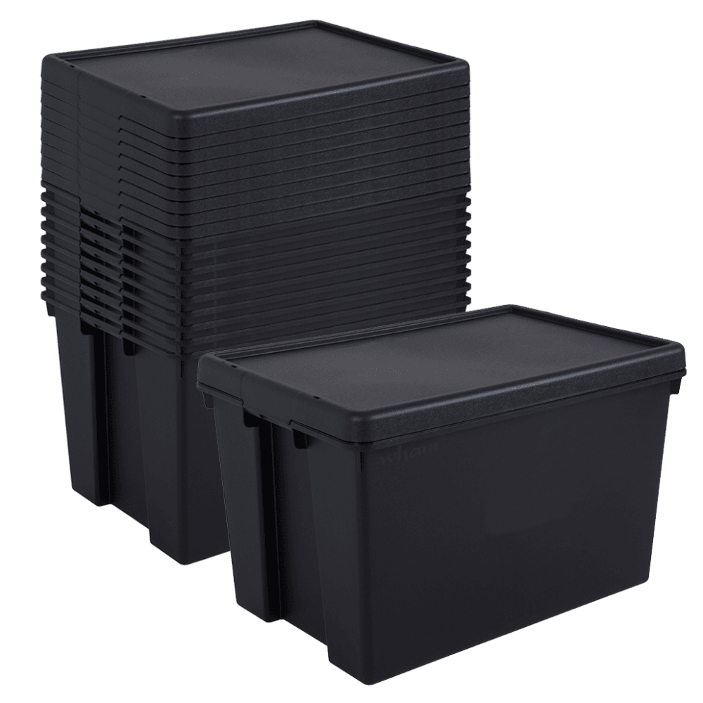 10 x 62L Black Recycled Heavy Duty Storage Boxes