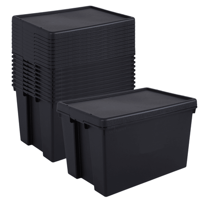 10 x 62L Black Recycled Heavy Duty Storage Boxes