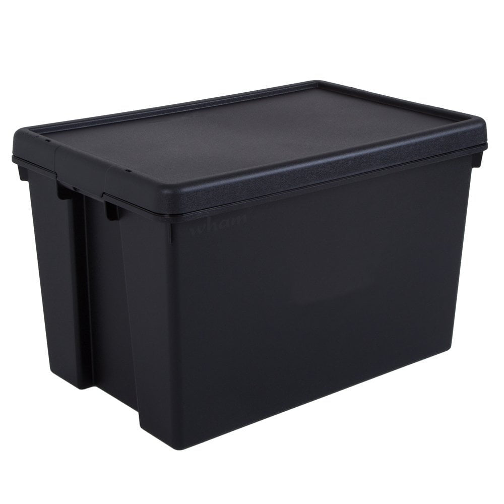 10 x 62L Black Recycled Heavy Duty Storage Boxes